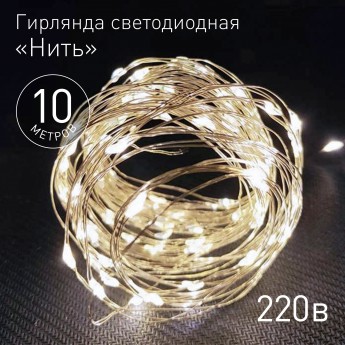 Гирлянда ЭРА ENIN -10NW LED Нить 10 м теплый свет 220V