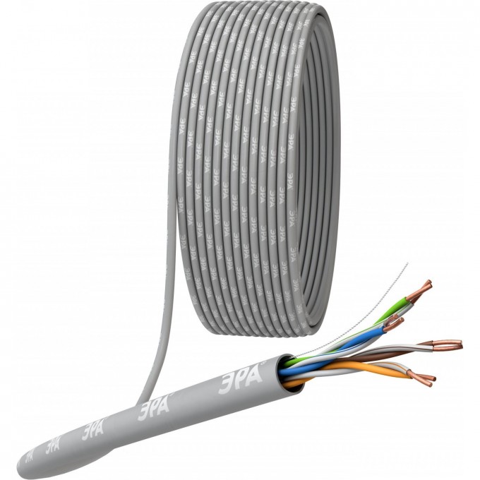 Кабель витая пара ЭРА U/UTP 4x2x24 AWG CAT5E CU PVC 305м B0044429