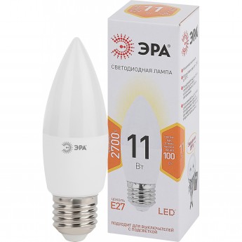 Лампа светодиодная ЭРА B35-11W-827-E27 свеча 880лм Б0032981 Лампа светодиодная ЭРА B35-11W-827-E27 свеча 880лм Б0032981