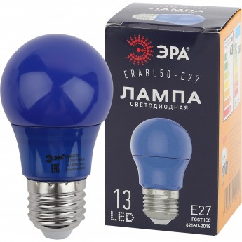 Лампа светодиодная ЭРА ERABL50-E27 A50 3Вт груша син. E27 13SMD для белт-лайт Б0049578