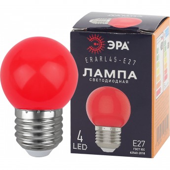 Лампа светодиодная ЭРА ERARL45-E27 P45 1Вт шар красный E27 4SMD для белт-лайт