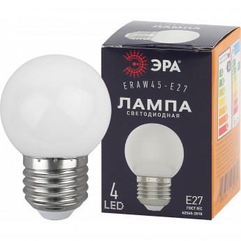 Лампа светодиодная ЭРА ERAW45-E27 P45 1Вт шар бел. E27 4SMD для белт-лайт
