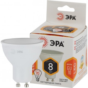 Лампа светодиодная ЭРА LED MR16-8W-827-GU10 MR16 8Вт софит GU10 тепл. бел. Б0036728