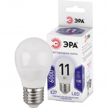 Лампа светодиодная ЭРА P45-11W-860-E27 шар 880лм Б0032991
