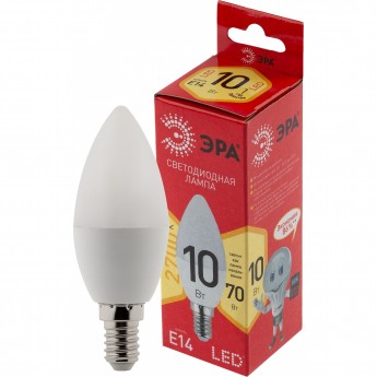 Лампа светодиодная ЭРА RED LINE LED B35-10W-827-E14 R 10Вт B35 свеча 2700К тепл. бел. E14 Лампа светодиодная ЭРА RED LINE LED B35-10W-827-E14 R 10Вт B35 свеча 2700К тепл. бел. E14