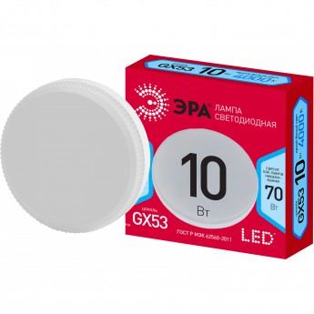 Лампа светодиодная ЭРА RED LINE LED GX-10W-840-GX53 R 10Вт GX таблетка 4000К нейтр. бел. GX53 Б0050605 Лампа светодиодная ЭРА RED LINE LED GX-10W-840-GX53 R 10Вт GX таблетка 4000К нейтр. бел. GX53 Б0050605