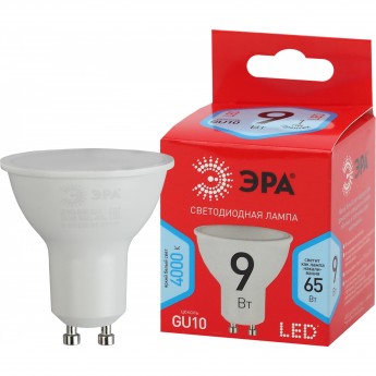 Лампа светодиодная ЭРА Red Line LED MR16-9W-840-GU10 R 9Вт MR16 софит 4000К нейтр. бел. GU10