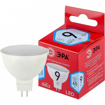 Лампа светодиодная ЭРА RED LINE LED MR16-9W-840-GU5.3 R 9Вт MR16 софит 4000К нейтр. бел. GU5.3 Б0050199