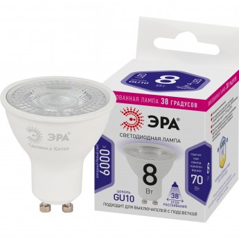 Лампа светодиодная ЭРА STD LED Lense MR16-8W-860-GU10 GU10 8Вт линзованная софит холод. бел. свет