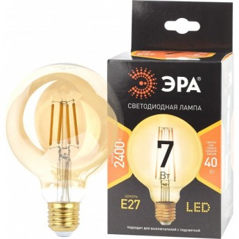 Лампочка светодиодная ЭРА F-LED G95-7W-824-E27 GOLD E27 / Е27 7Вт филамент шар золотистый теплый белый свет