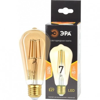 Лампочка светодиодная ЭРА F-LED ST64-7W-824-E27 GOLD E27 / Е27 7Вт филамент золотистый теплый белый свет