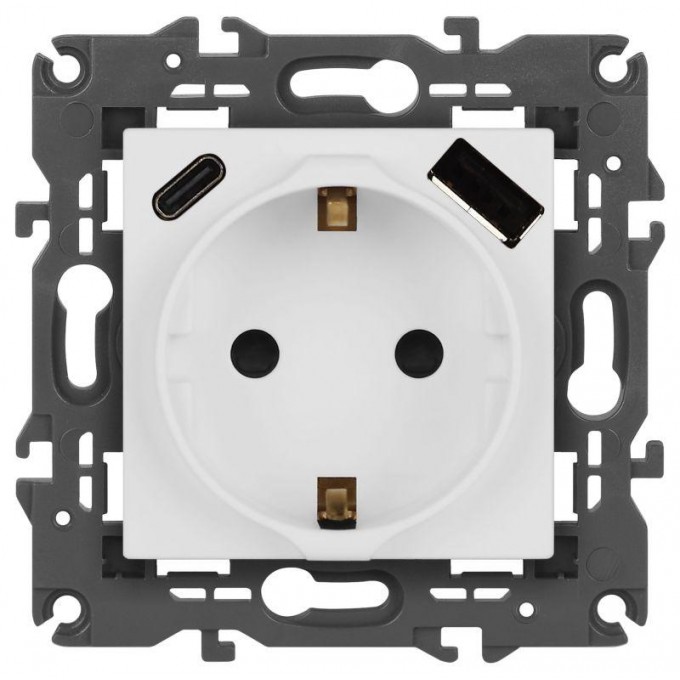 Розетка ЭРА ELEGANCE Б0067710 14-4108-01М 2P+E 16A-250В со шторками с USB type-A+C 5В-3А матовый белый B0067710 Розетка ЭРА ELEGANCE Б0067710 14-4108-01М 2P+E 16A-250В со шторками с USB type-A+C 5В-3А матовый белый B0067710