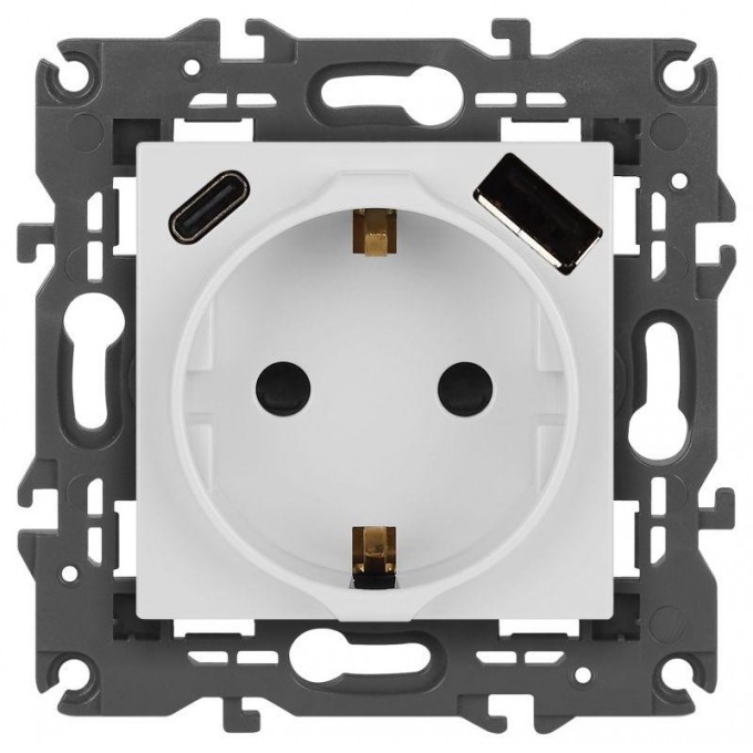 Розетка ЭРА ELEGANCE Б0067736 14-4108-01 2P+E 16A-250В со шторками с USB type-A+C 5В-3А белый B0067736 Розетка ЭРА ELEGANCE Б0067736 14-4108-01 2P+E 16A-250В со шторками с USB type-A+C 5В-3А белый B0067736